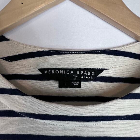 Veronica Beard Womens Ruta Ivory Stripe Cotton Mini Dress Long Sleeve Size Small - Picture 9 of 12